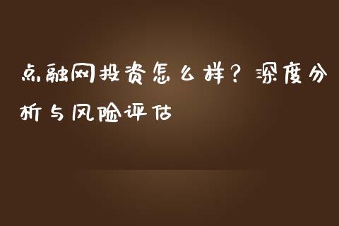 点融网投资怎么样？深度分析与风险评估_https://m.qdlswl.com_恒生指数直播喊单_第1张