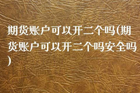 期货账户可以开二个吗(期货账户可以开二个吗安全吗)_https://m.qdlswl.com_恒生指数直播喊单_第1张
