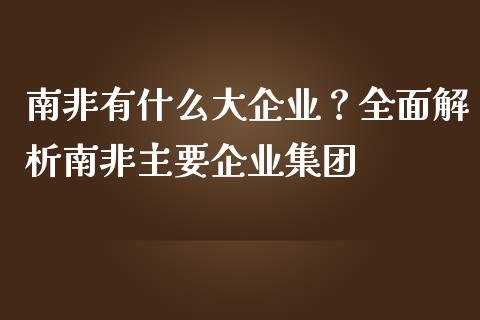 南非有什么大企业？全面解析南非主要企业集团_https://m.qdlswl.com_恒指在线直播间_第1张