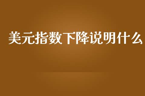 美元指数下降说明什么_https://m.qdlswl.com_纳指直播_第1张