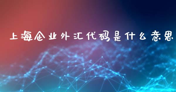 上海企业外汇代码是什么意思_https://m.qdlswl.com_恒生指数直播喊单_第1张