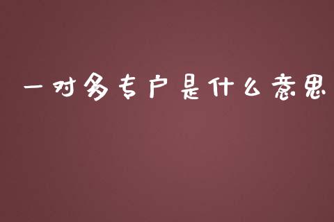 一对多专户是什么意思_https://m.qdlswl.com_恒指德指直播室_第1张