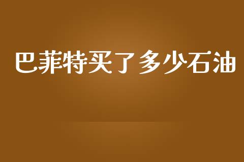 巴菲特买了多少石油_https://m.qdlswl.com_恒指德指直播室_第1张