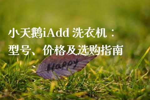 小天鹅iAdd 洗衣机：型号、价格及选购指南_https://m.qdlswl.com_恒指德指直播室_第1张