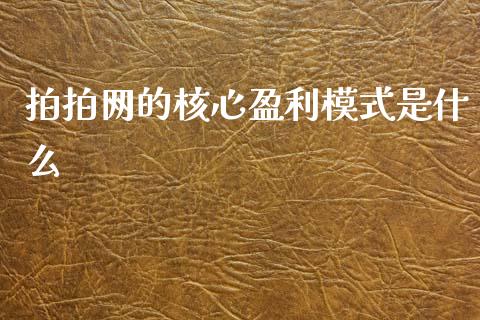 拍拍网的核心盈利模式是什么_https://m.qdlswl.com_恒指在线直播间_第1张