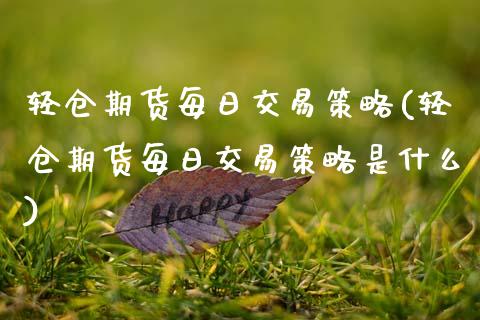 轻仓期货每日交易策略(轻仓期货每日交易策略是什么)_https://m.qdlswl.com_恒指在线直播间_第1张
