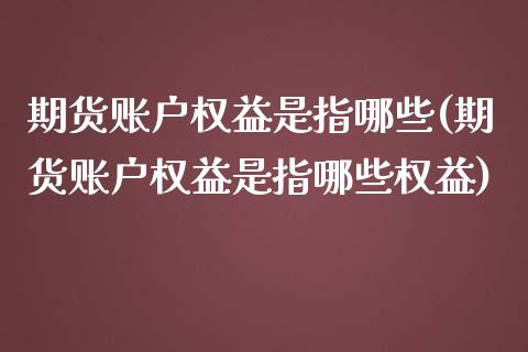 期货账户权益是指哪些(期货账户权益是指哪些权益)_https://m.qdlswl.com_恒生指数直播喊单_第1张