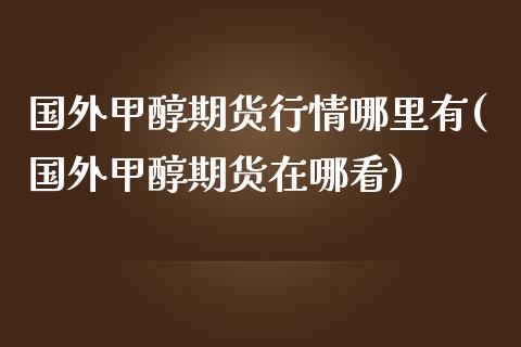 国外甲醇期货行情哪里有(国外甲醇期货在哪看)_https://m.qdlswl.com_恒指德指直播室_第1张