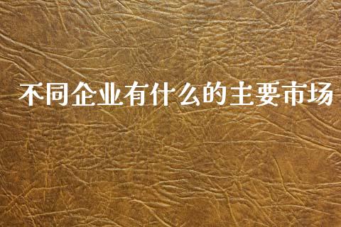 不同企业有什么的主要市场_https://m.qdlswl.com_纳指直播_第1张