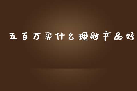 五百万买什么理财产品好_https://m.qdlswl.com_恒指在线直播间_第1张