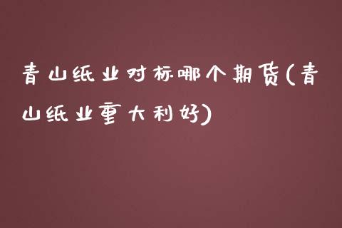 青山纸业对标哪个期货(青山纸业重大利好)_https://m.qdlswl.com_恒生指数直播喊单_第1张