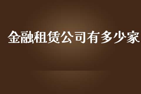 金融租赁公司有多少家_https://m.qdlswl.com_恒生指数直播喊单_第1张