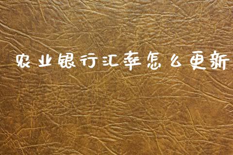 农业银行汇率怎么更新_https://m.qdlswl.com_恒指德指直播室_第1张