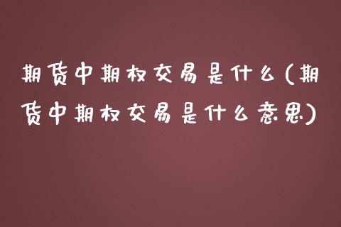 期货中期权交易是什么(期货中期权交易是什么意思)_https://m.qdlswl.com_恒指在线直播间_第1张