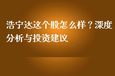 浩宁达这个股怎么样？深度分析与投资建议_https://m.qdlswl.com_纳指直播_第1张