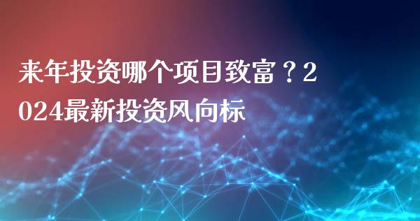 来年投资哪个项目致富？2024最新投资风向标_https://m.qdlswl.com_恒指在线直播间_第1张
