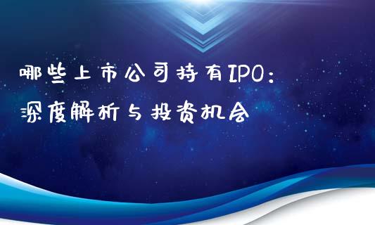 哪些上市公司持有IPO：深度解析与投资机会_https://m.qdlswl.com_恒指德指直播室_第1张