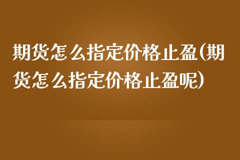 期货怎么指定价格止盈(期货怎么指定价格止盈呢)_https://m.qdlswl.com_纳指直播_第1张