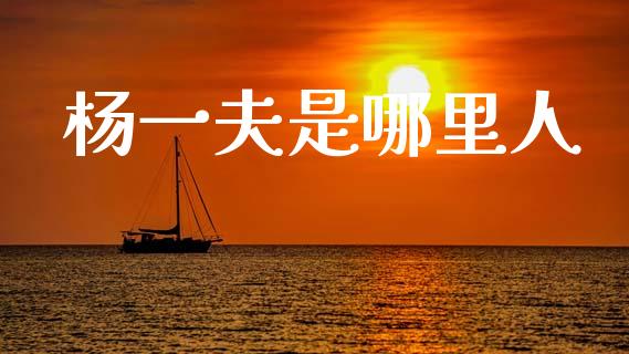 杨一夫是哪里人_https://m.qdlswl.com_恒生指数直播喊单_第1张