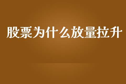 股票为什么放量拉升_https://m.qdlswl.com_恒指在线直播间_第1张