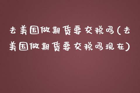 去美国做期货要交税吗(去美国做期货要交税吗现在)_https://m.qdlswl.com_恒指在线直播间_第1张