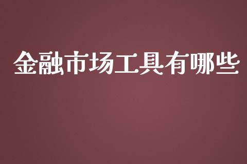 金融市场工具有哪些_https://m.qdlswl.com_恒指在线直播间_第1张