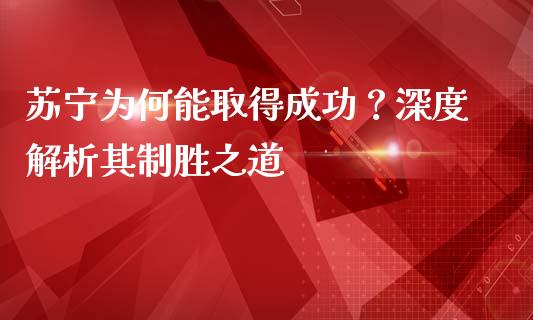 苏宁为何能取得成功？深度解析其制胜之道_https://m.qdlswl.com_恒生指数直播喊单_第1张