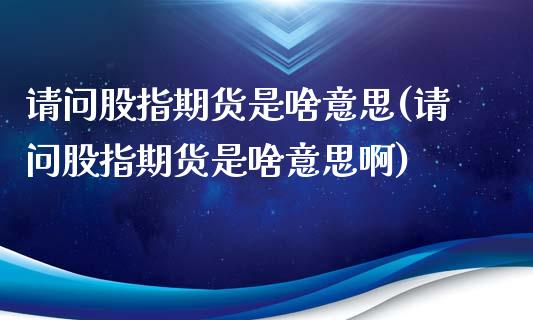 请问股指期货是啥意思(请问股指期货是啥意思啊)_https://m.qdlswl.com_恒指在线直播间_第1张
