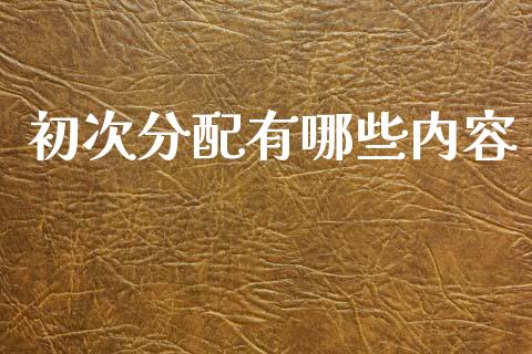 初次分配有哪些内容_https://m.qdlswl.com_恒指在线直播间_第1张