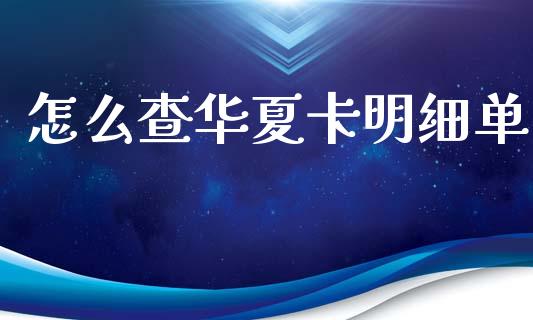 怎么查华夏卡明细单_https://m.qdlswl.com_恒指德指直播室_第1张