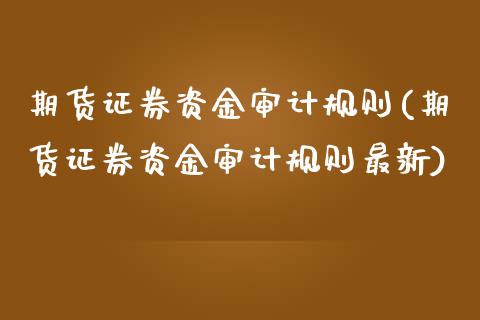 期货证券资金审计规则(期货证券资金审计规则最新)_https://m.qdlswl.com_恒指在线直播间_第1张