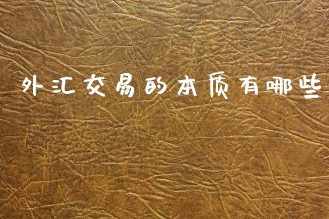 外汇交易的本质有哪些_https://m.qdlswl.com_恒生指数直播喊单_第1张