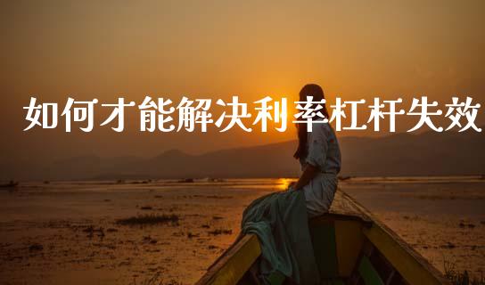 如何才能解决利率杠杆失效_https://m.qdlswl.com_恒指德指直播室_第1张