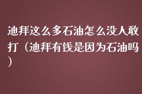 迪拜这么多石油怎么没人敢打（迪拜有钱是因为石油吗）_https://m.qdlswl.com_恒指德指直播室_第1张
