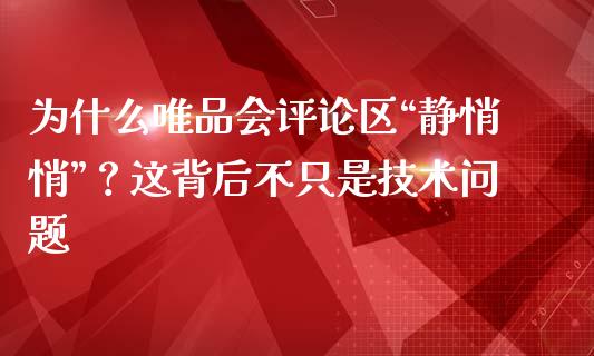 为什么唯品会评论区“静悄悄”？这背后不只是技术问题_https://m.qdlswl.com_恒指在线直播间_第1张