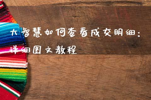 大智慧如何查看成交明细：详细图文教程_https://m.qdlswl.com_纳指直播_第1张