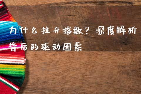 为什么拉升指数？深度解析背后的驱动因素_https://m.qdlswl.com_恒指在线直播间_第1张