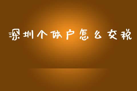 深圳个体户怎么交税_https://m.qdlswl.com_恒指在线直播间_第1张