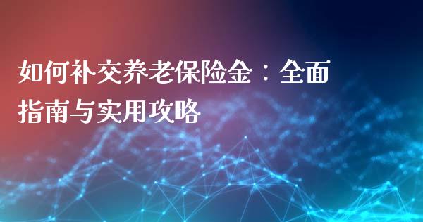 如何补交养老保险金：全面指南与实用攻略_https://m.qdlswl.com_恒指德指直播室_第1张