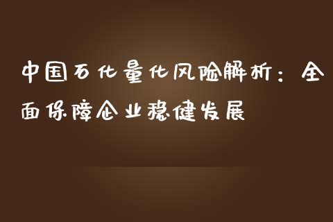 中国石化量化风险解析：全面保障企业稳健发展_https://m.qdlswl.com_恒指德指直播室_第1张