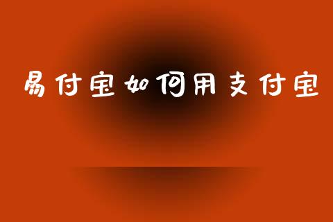 易付宝如何用支付宝_https://m.qdlswl.com_恒指在线直播间_第1张