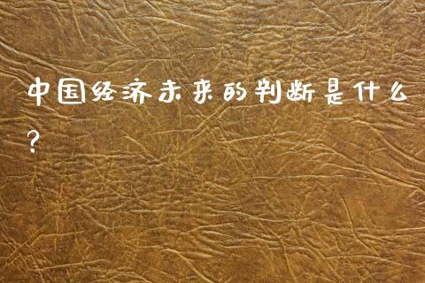 中国经济未来的判断是什么？_https://m.qdlswl.com_纳指直播_第1张