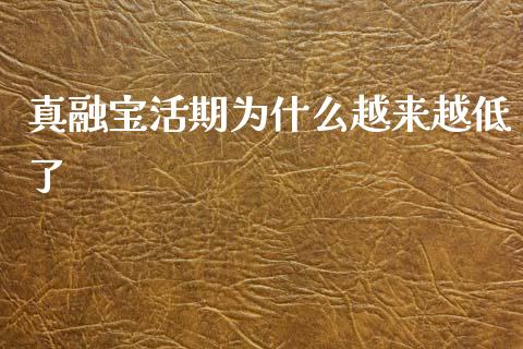 真融宝活期为什么越来越低了_https://m.qdlswl.com_恒指德指直播室_第1张