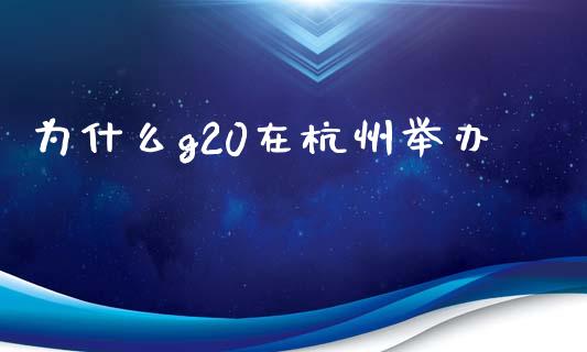 为什么g20在杭州举办_https://m.qdlswl.com_恒生指数直播喊单_第1张