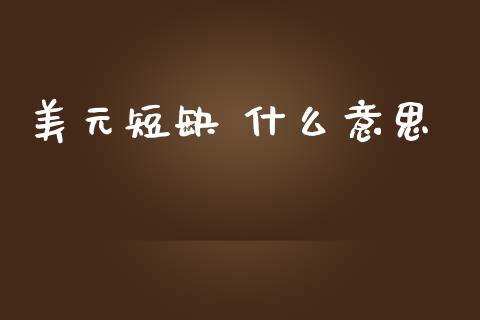 美元短缺 什么意思_https://m.qdlswl.com_恒指在线直播间_第1张