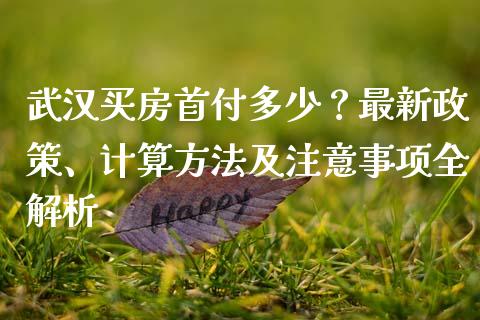 武汉买房首付多少？最新政策、计算方法及注意事项全解析_https://m.qdlswl.com_恒生指数直播喊单_第1张