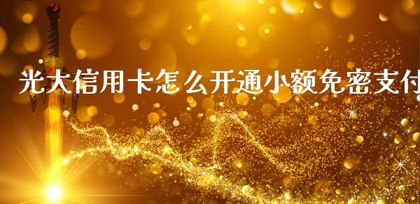光大信用卡怎么开通小额免密支付_https://m.qdlswl.com_恒指在线直播间_第1张