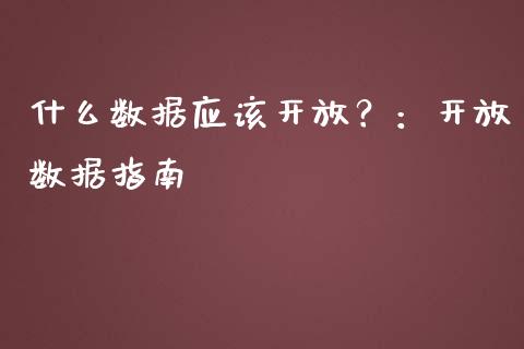 什么数据应该开放？：开放数据指南_https://m.qdlswl.com_恒生指数直播喊单_第1张
