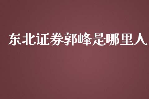 东北证券郭峰是哪里人_https://m.qdlswl.com_纳指直播_第1张