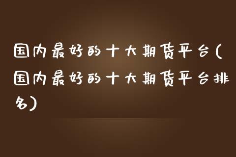 国内最好的十大期货平台(国内最好的十大期货平台排名)_https://m.qdlswl.com_恒指在线直播间_第1张